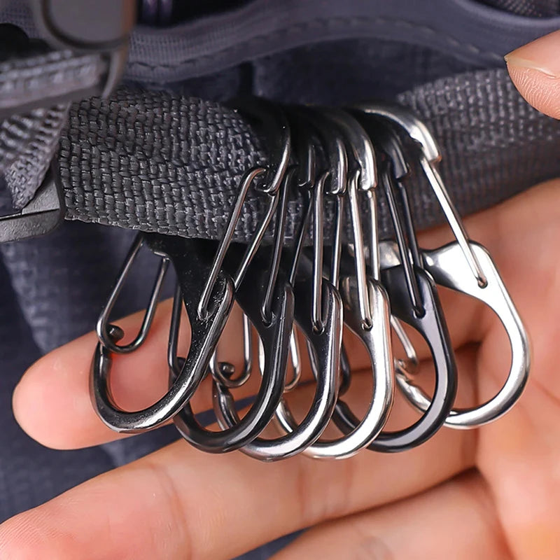 5PCS Tactical S-Type Carabiner Hooks – Mini Aluminum Keychain Clips for Camping & Hiking
